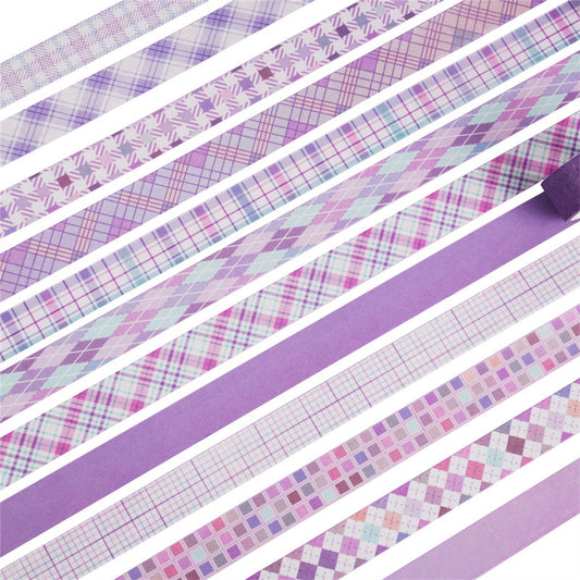 Plaid Washi Tape 15mm*30m 12 Rolls [Purple]
