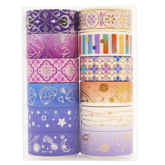 Plaid Washi Tape 15mm*30m 12 Rolls [Starry Night]