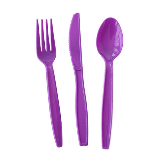 Reusable Plastic Cutlery 50Pcs  PURPLE