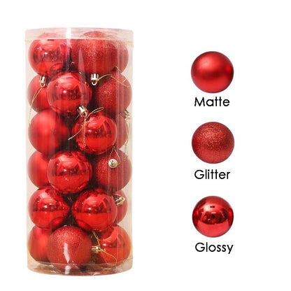 Christmas Balls Ornaments 4cm/ 5cm/ 6cm/ 8cm  24Pcs