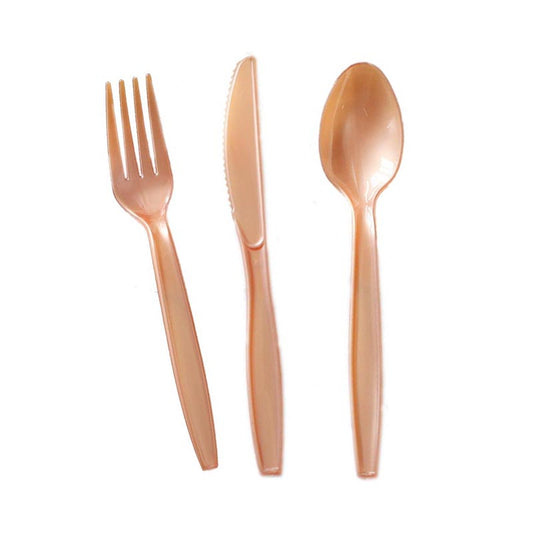 Reusable Plastic Cutlery 50Pcs  ROSE GOLD
