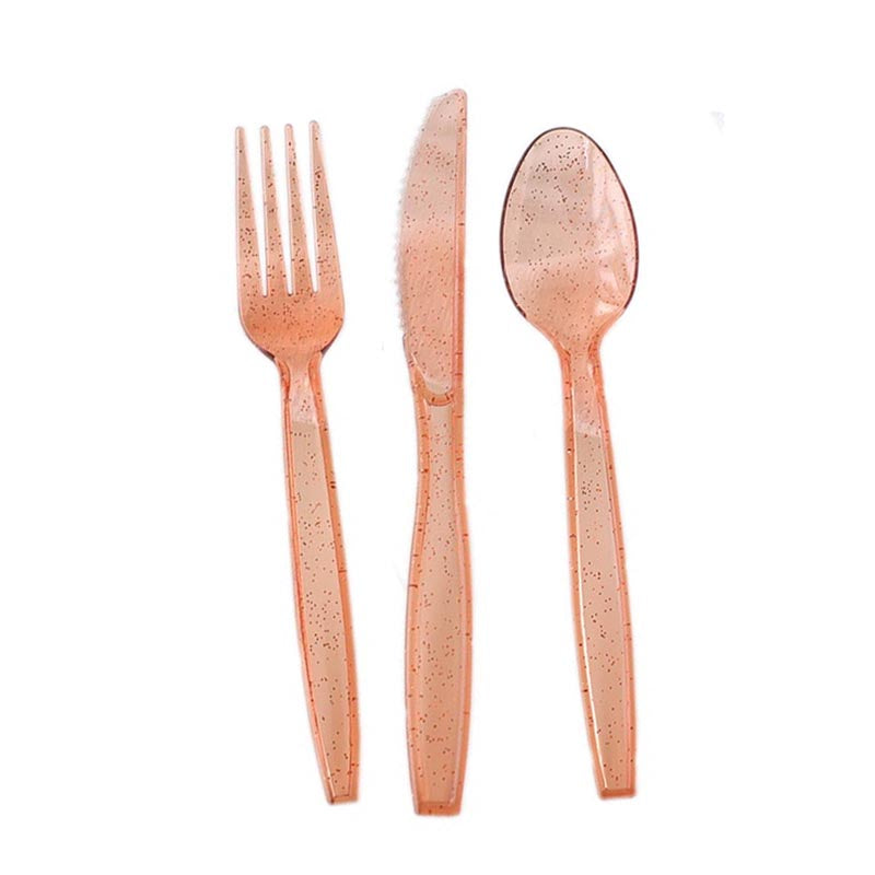 Reusable Plastic Cutlery 50Pcs  ROSE GOLD C