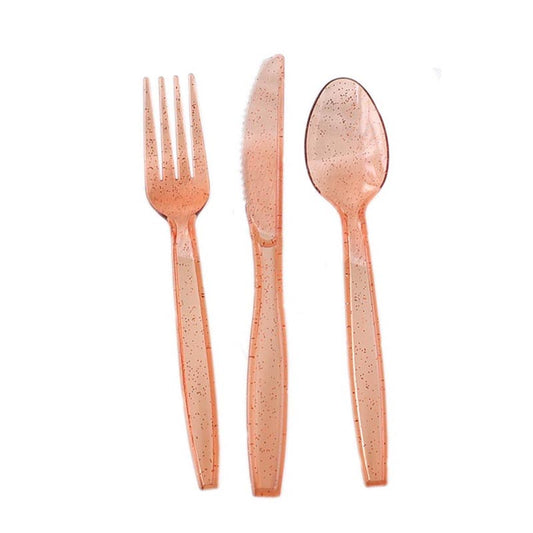 Reusable Plastic Cutlery 50Pcs  ROSE GOLD C