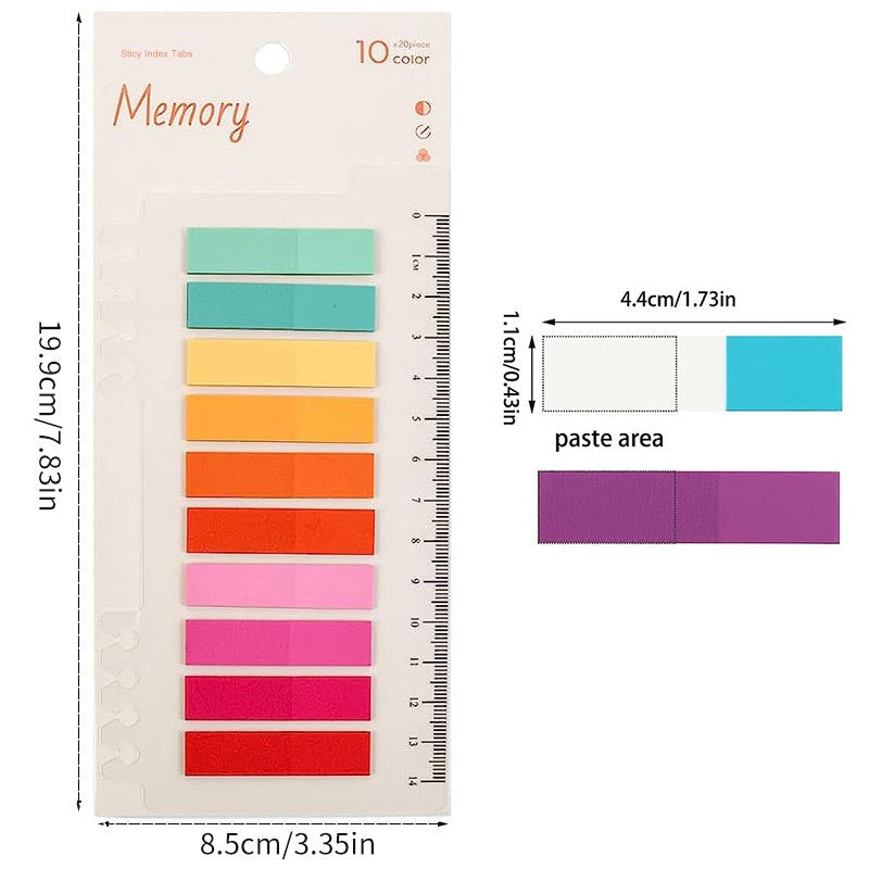 Transparent PET Colorful Sticky Index Tabs Set A 1600 Sheets
