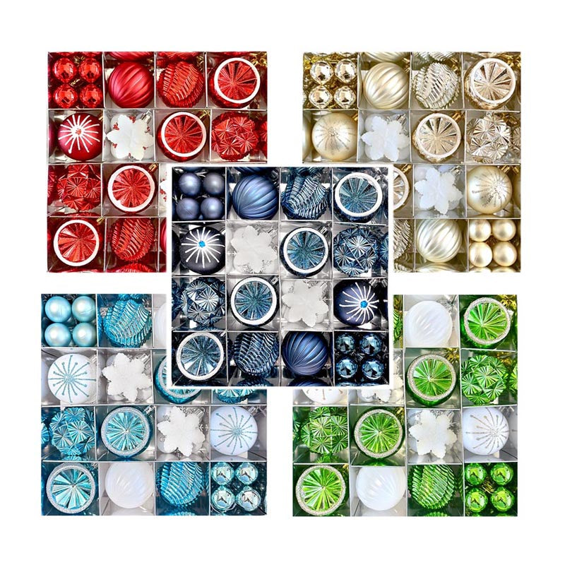 Christmas Balls Ornament with Christmas Snowflake Set