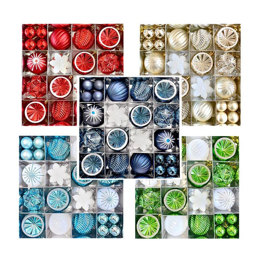 Christmas Balls Ornament with Christmas Snowflake Set