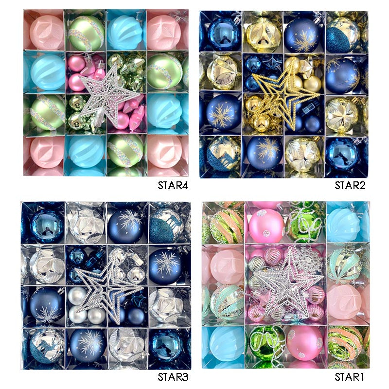 Christmas Balls Ornament with Star Hanging Set