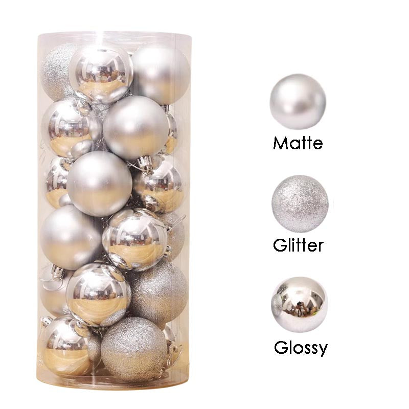 Christmas Balls Ornaments 4cm/ 5cm/ 6cm/ 8cm  24Pcs