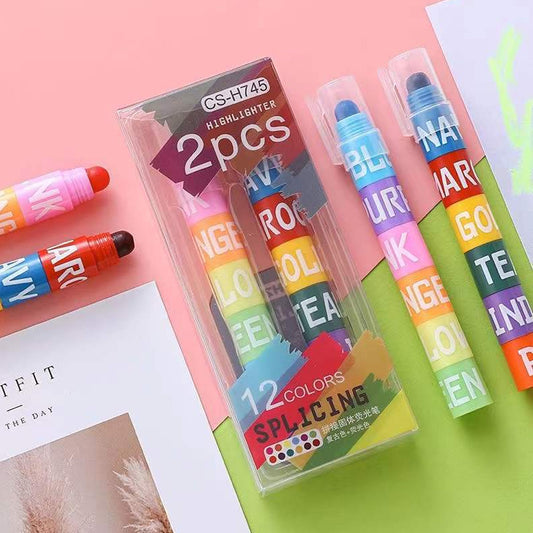 Solid Highlighter 2Pcs 12 Colors