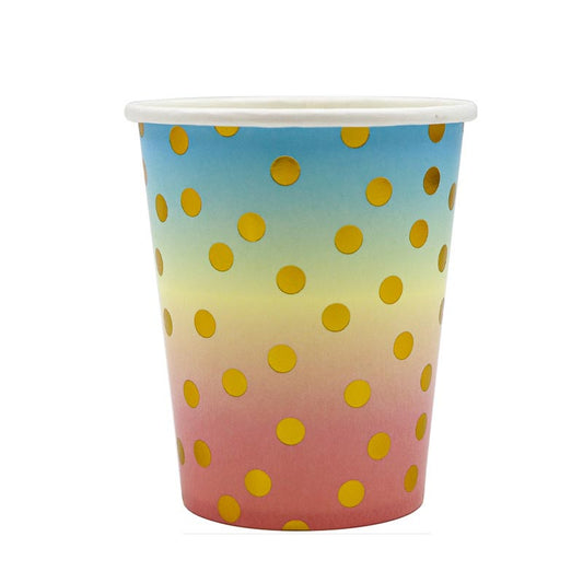 Rainbow Color and Golden Dots 9oz Cup 50Pcs