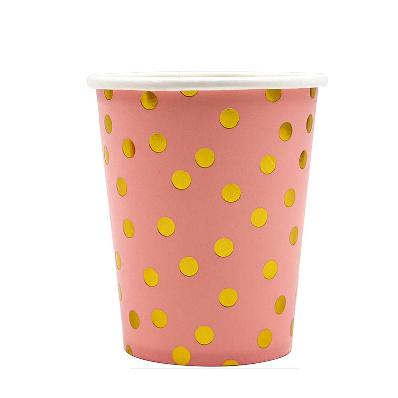 Pink and Golden Dots 9oz Cup 50Pcs