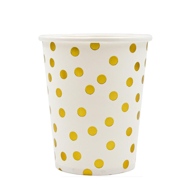 White and Golden Dots 9oz Cup 50Pcs