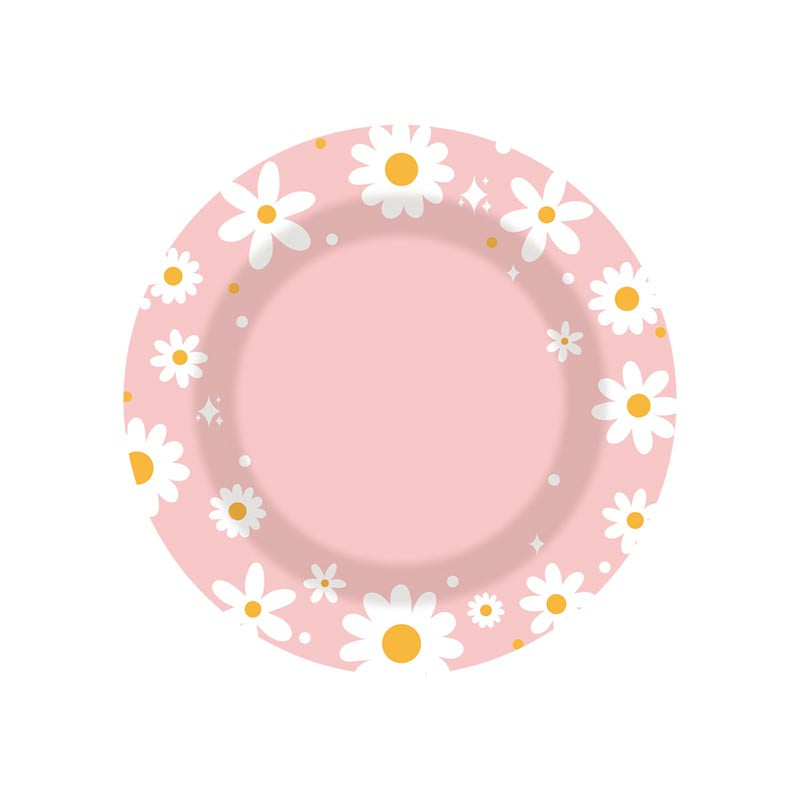 Pink Daisy Flowers 7"/ 9" Paper Plates 150Pcs / 80Sets
