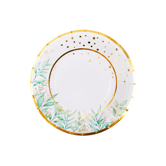 Green Leaf Pattern 7"/ 9" Paper Plates 50Pcs / 30Sets