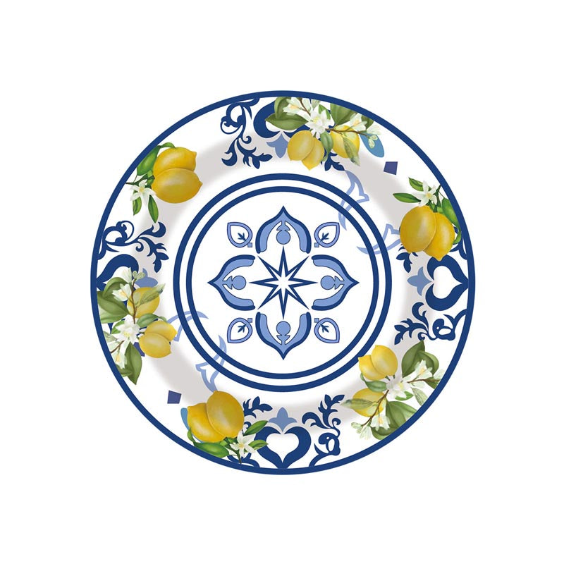 Blue and White Porcelain Lemon 7"/ 9" Paper Plates 50Pcs / 30Sets