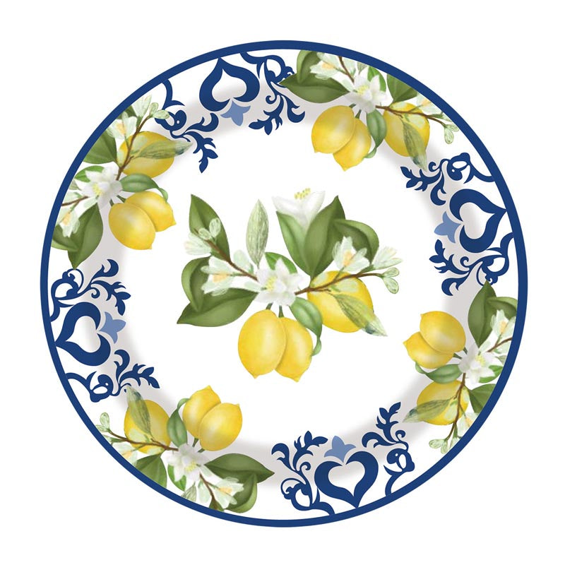 Blue and White Porcelain Lemon 7"/ 9" Paper Plates 50Pcs / 30Sets