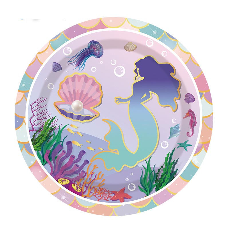 Mermaid Theme 7"/ 9" Paper Plates 200Pcs / 100Sets