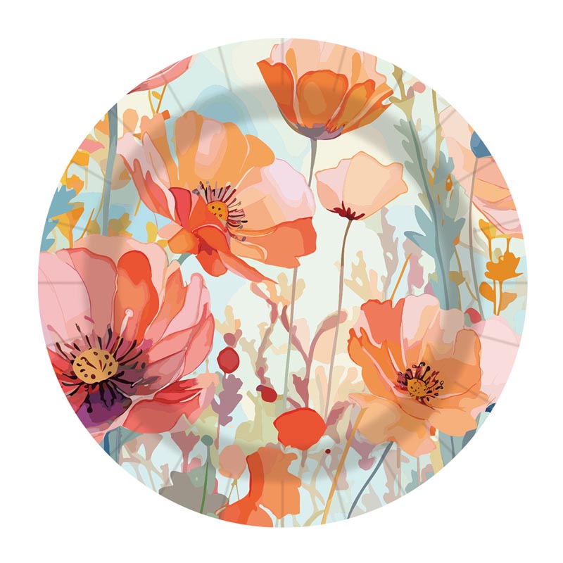 Pretty Flower 7"/ 9" Paper Plates 50Pcs / 30Sets