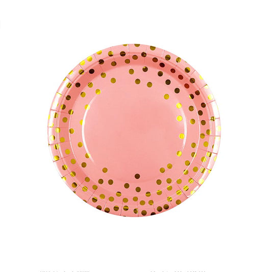 Pink and Golden Dots 7"/ 9" Paper Plates 50Pcs / 30Sets
