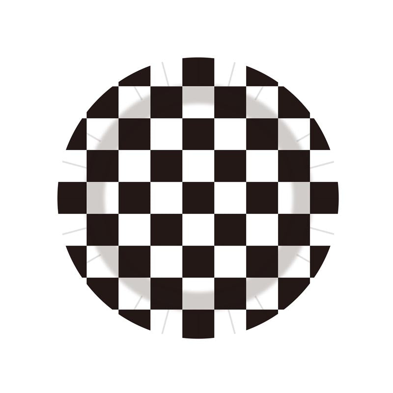 Checkered Black and White 7"/ 9" Paper Plates 50Pcs / 30Sets