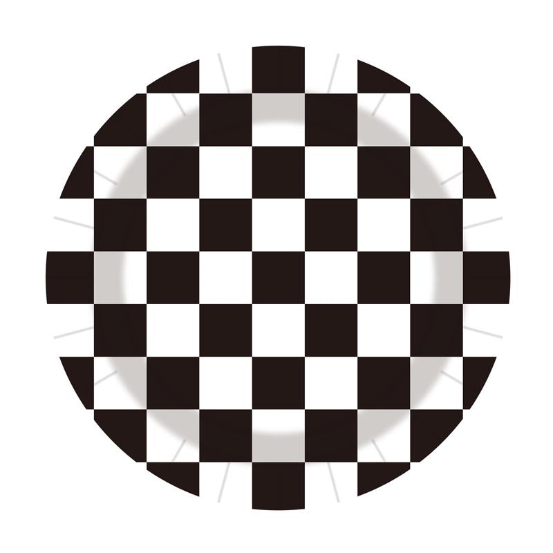 Checkered Black and White 7"/ 9" Paper Plates 50Pcs / 30Sets