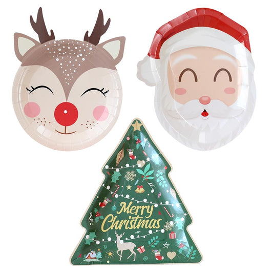 Christmas Theme Plates 30Pcs