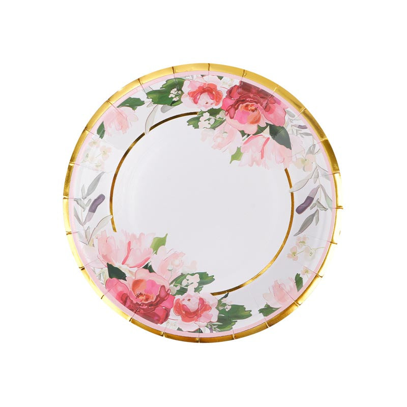 Rose Pattern 7"/ 9" Paper Plates 50Pcs  / 30Sets