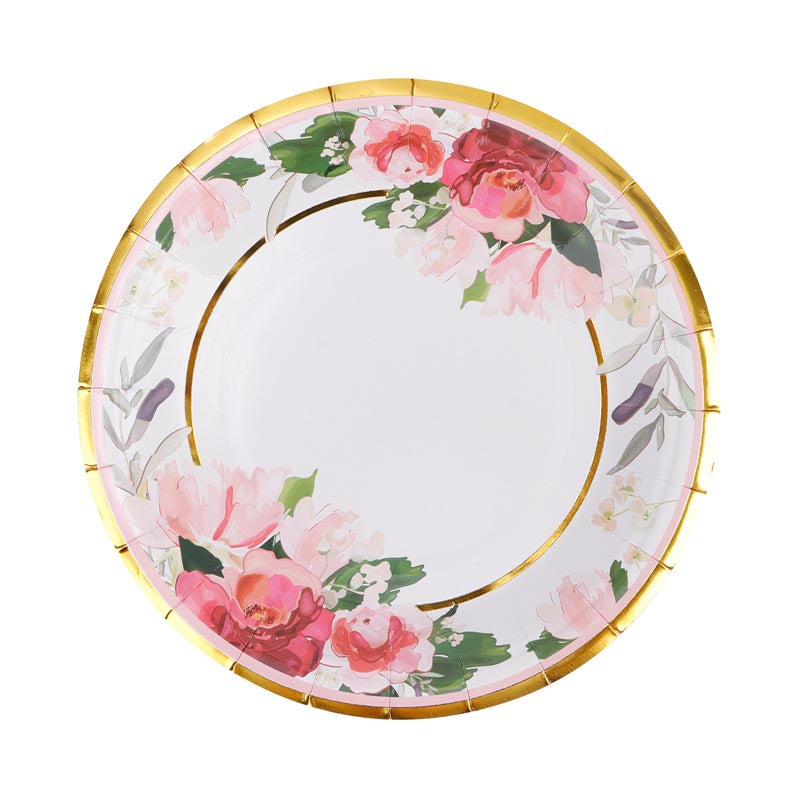 Rose Pattern 7"/ 9" Paper Plates 50Pcs  / 30Sets