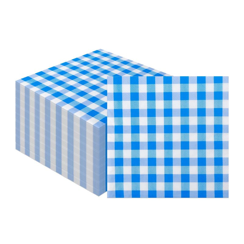 Gingham Paper Napkins 33x33cm 40Pcs BLUE