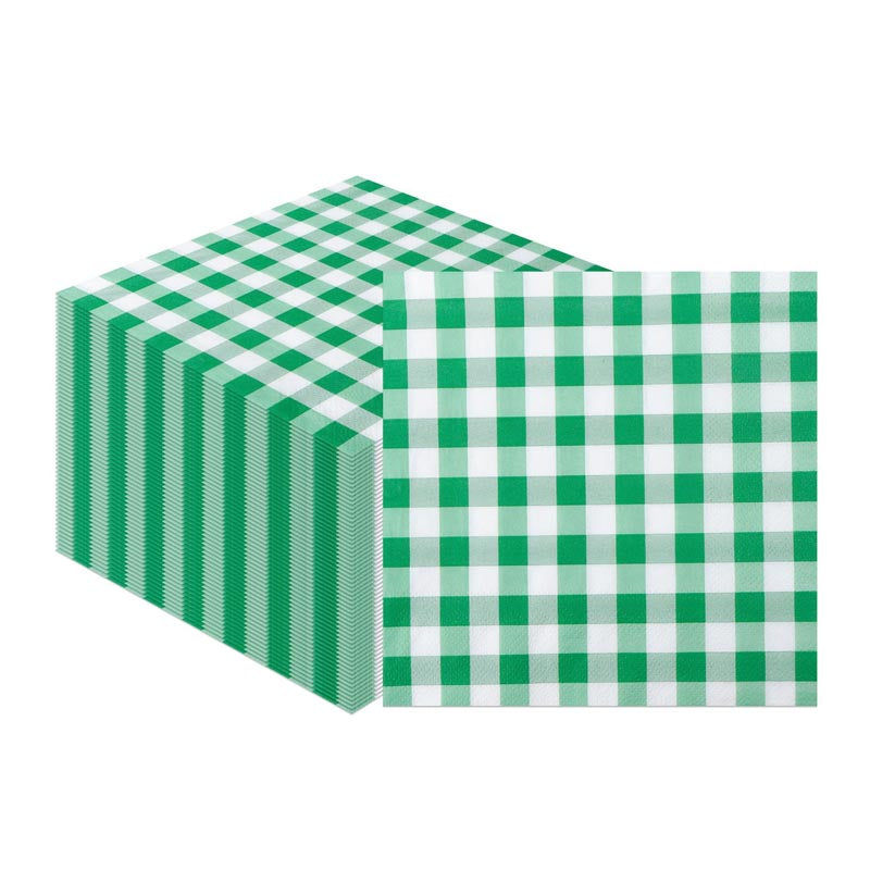 Gingham Paper Napkins 33x33cm 40Pcs GREEN