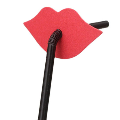 Red Lips Decorative Flexible Plastic Straws 6*210mm 30Pcs