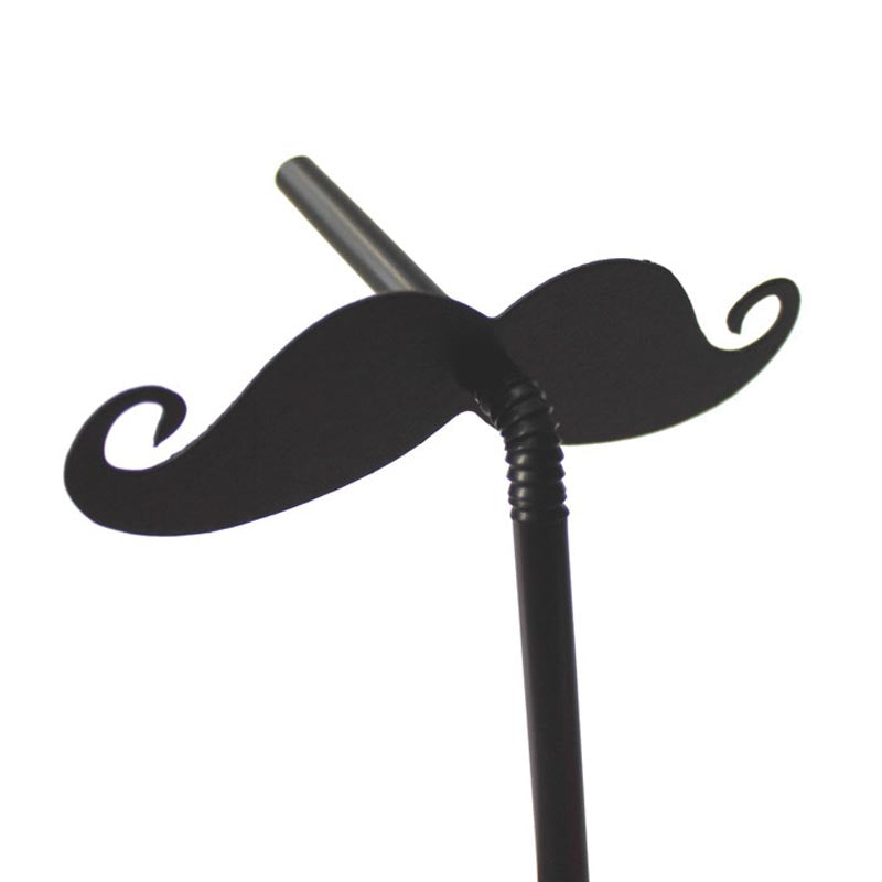 Moustache Decorative Flexible Plastic Straws 6*210mm 30Pcs