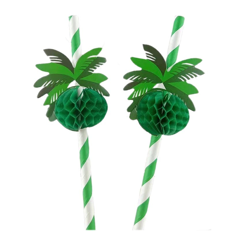 Plam Tree Decorative Ppaer Straws 6*197mm  50Pcs