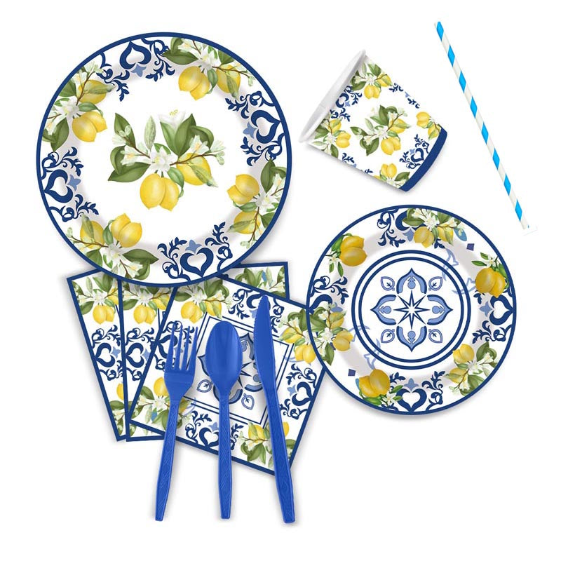 Blue and White Porcelain Lemon Set for 10 Guests