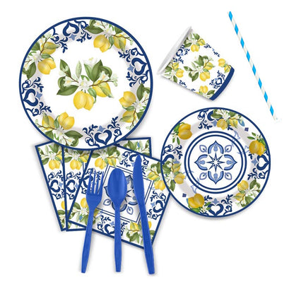 Blue and White Porcelain Lemon Set for 10 Guests