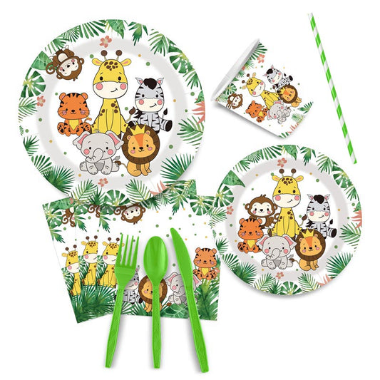 Jungle Animal Theme Set for 10 Guests