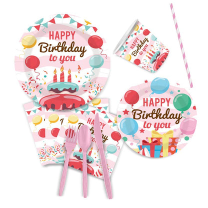 Pinky Happy Birthday Set for 10 Guests