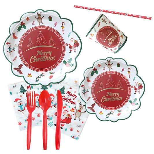 Christmas Theme Decor Set - Bunting /Cake Toppers for 10 Guests