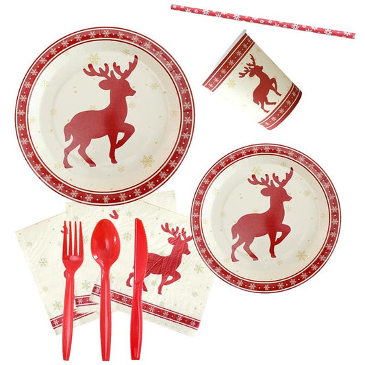Christmas Theme Decor Set - Bunting /Cake Toppers for 10 Guests