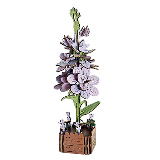 Violet 3D Flower Wooden Puzzles DIY Laser-Precise Wooden Flowers Model Kit