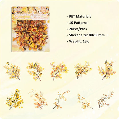 Plant and Flower Stickers PET Waterproof Decoration 2 Packs
