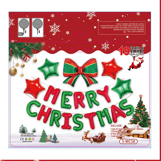 Merry Christmas Balloon Garland Banner/ Bunting 19Pcs