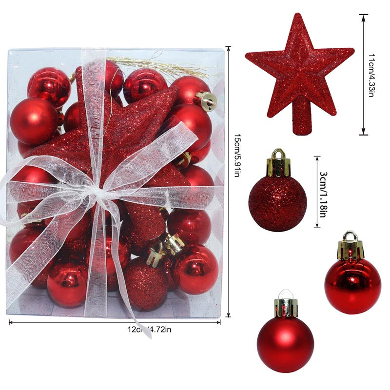 3cm Christmas Balls Ornament with Star 30 Pcs