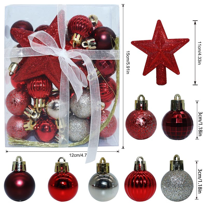 3cm Christmas Balls Ornament with Star 30 Pcs