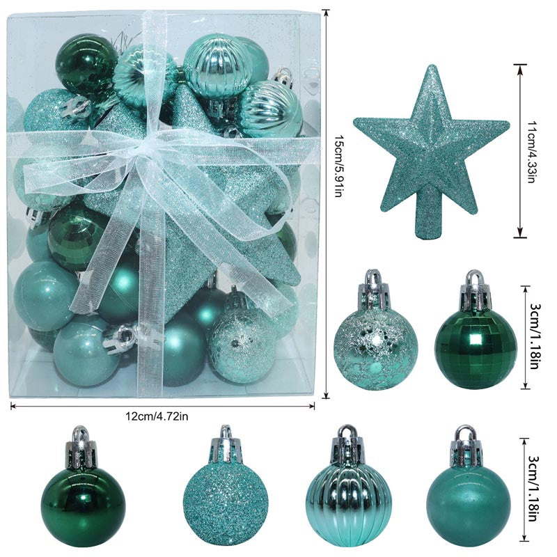 3cm Christmas Balls Ornament with Star 30 Pcs