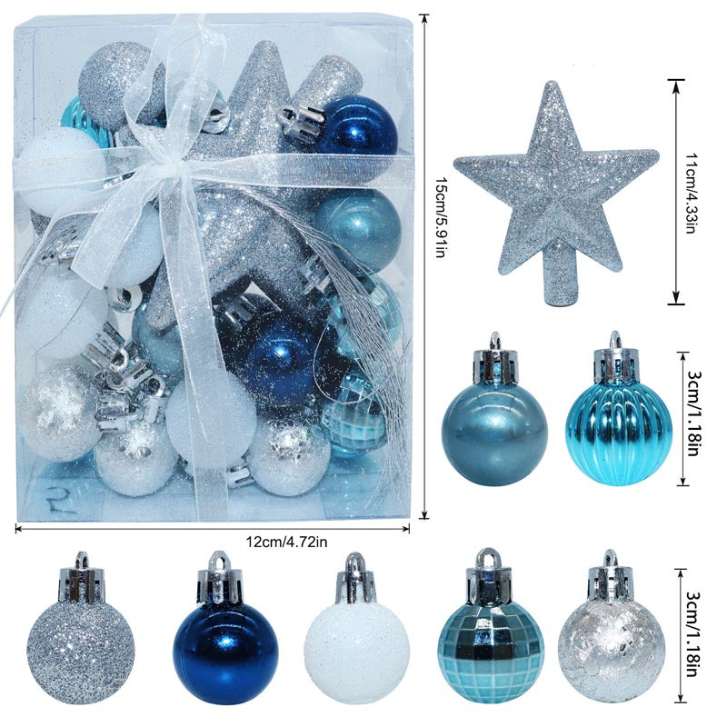 3cm Christmas Balls Ornament with Star 30 Pcs