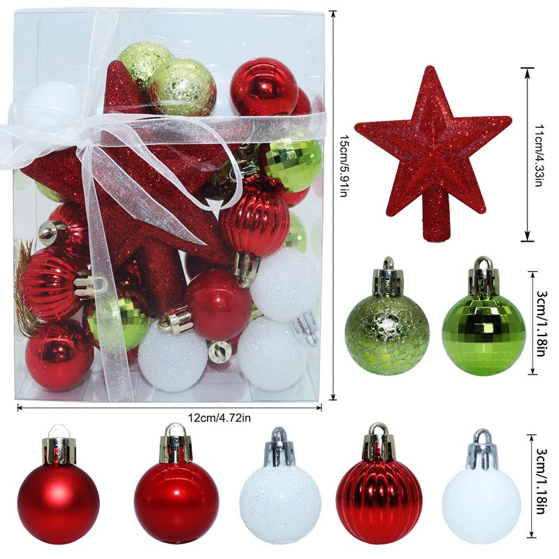 3cm Christmas Balls Ornament with Star 30 Pcs