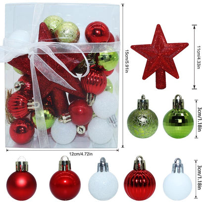 3cm Christmas Balls Ornament with Star 30 Pcs