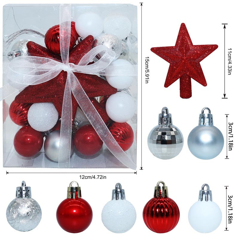 3cm Christmas Balls Ornament with Star 30 Pcs