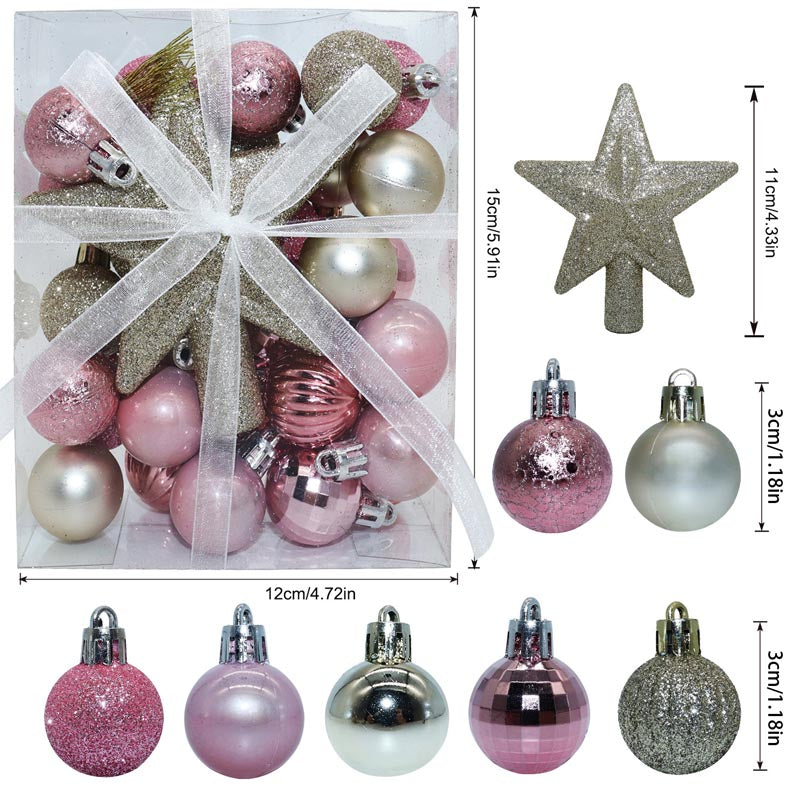 3cm Christmas Balls Ornament with Star 30 Pcs